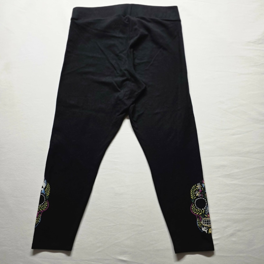 Torrid Black Colorful Skull Leggings Sz 1 (1X, 14-16) Halloween Day of the Dead